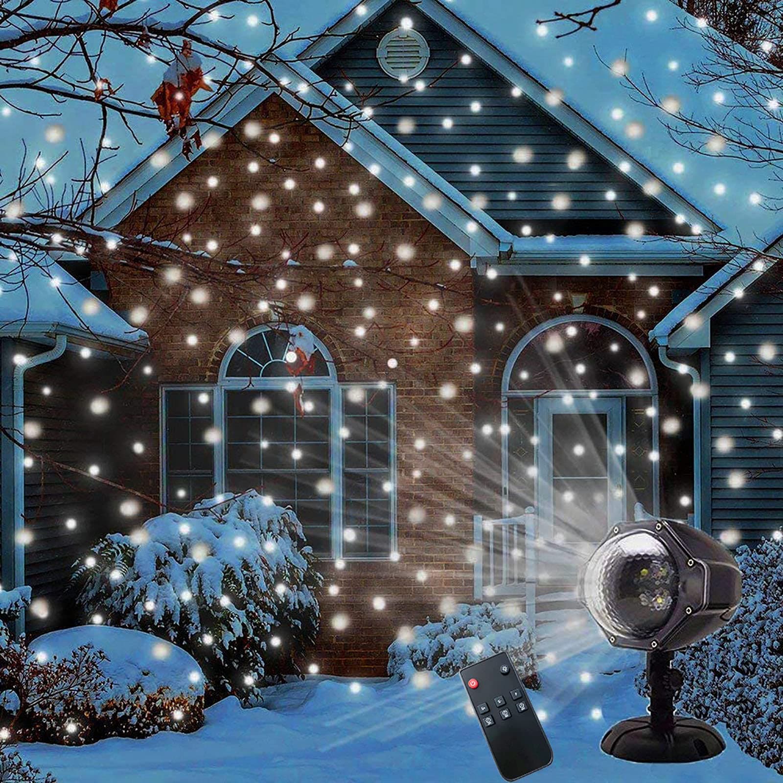 LED Snowfall Projector Lights Outdoor Snowfall Light Waterproof with Wireless Remote for Garden House Wedding Parties