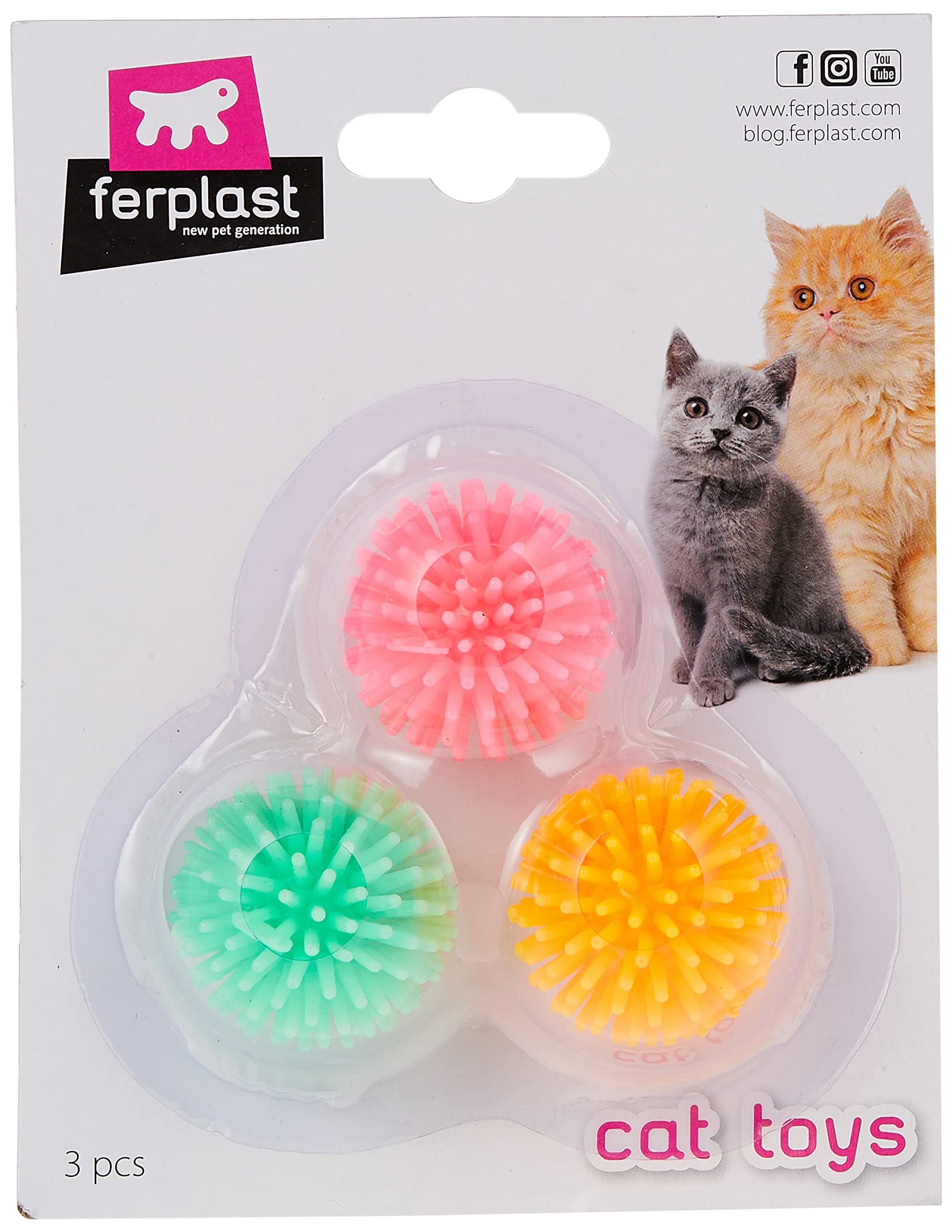 Ferplast – Balls for Cats 3 Pcs Rubber