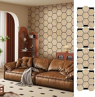 Hexagon Wall Panels - 4 PCS Wood Panels for Wall - Natural Oak Wood Veneer Hexagon Sound Panels - Sound Absorbing Panels for Walls and Ceiling (23.8" W x 29" L)