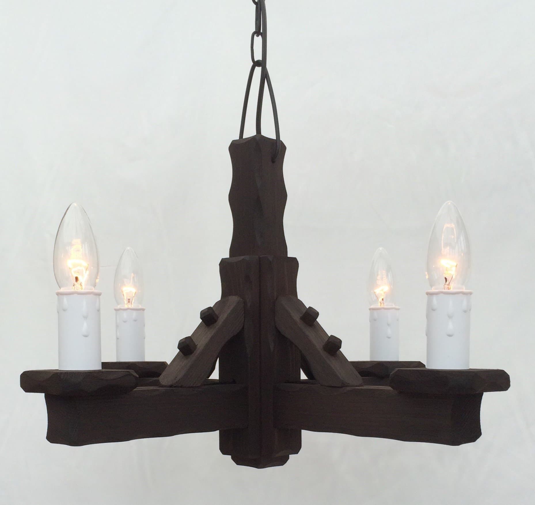 Traditional Rustic Wooden 4-Light Pendant/Ceiling Light