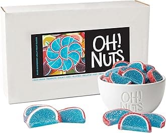Oh! Nuts Blue Raspberry Jelly Fruit Slices Sugar Candy - 5 LB Bulk Bag - Traditional Old Fashioned Chewy Gummy Sweet Confectionery - Gluten-Free, Kosher Certified Pareve (150 CT)