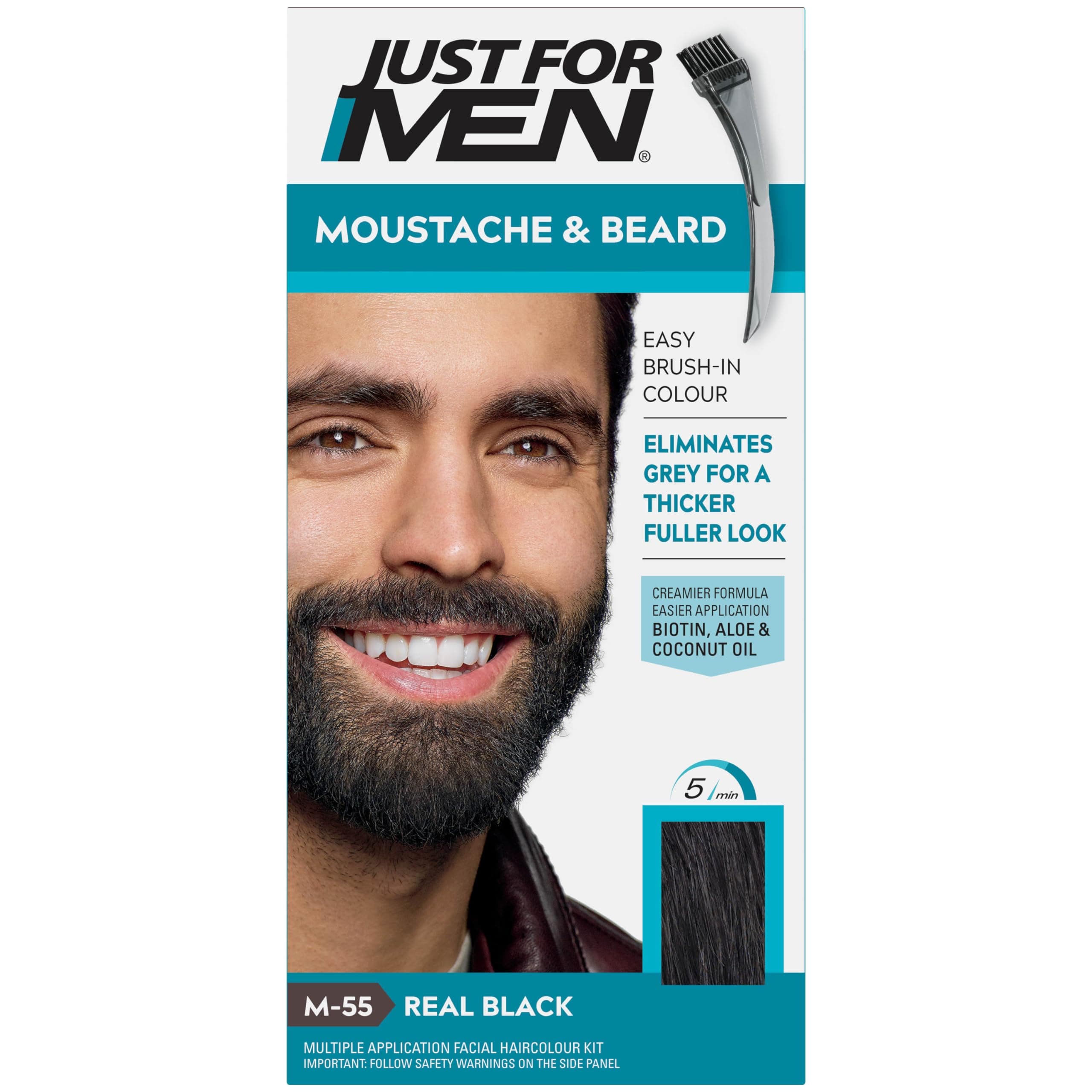 Moustache & Beard Real Black Dye , Eliminates Grey for a Thicker & Fuller Look M55