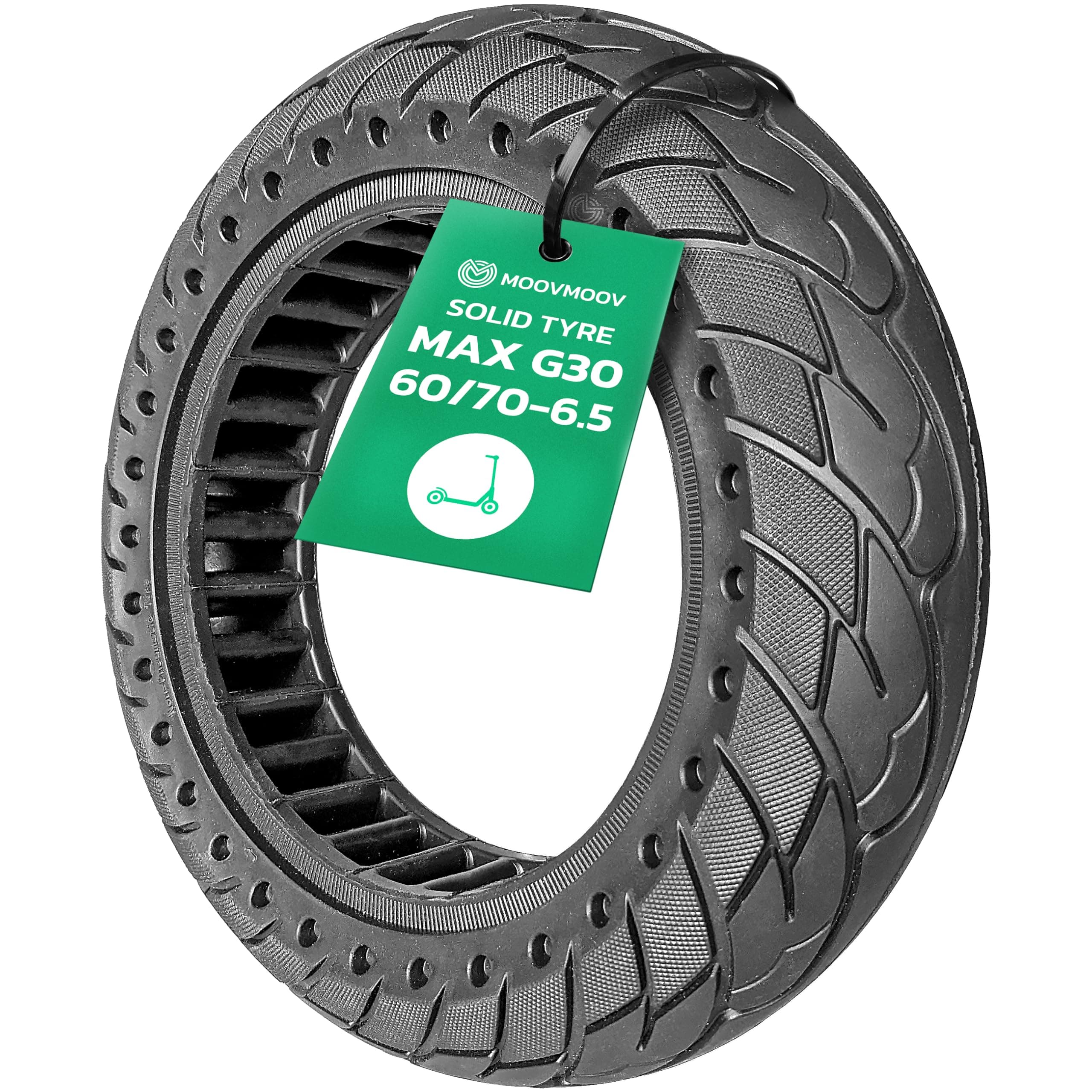 Solid Tyre 10x2.5 compatible with Ninebot Max G30 Scooter - Replaces Tubeless Tire 60/70-6.5 - Solid 10 inch Anti-Puncture Tire - Video Tutorial Included