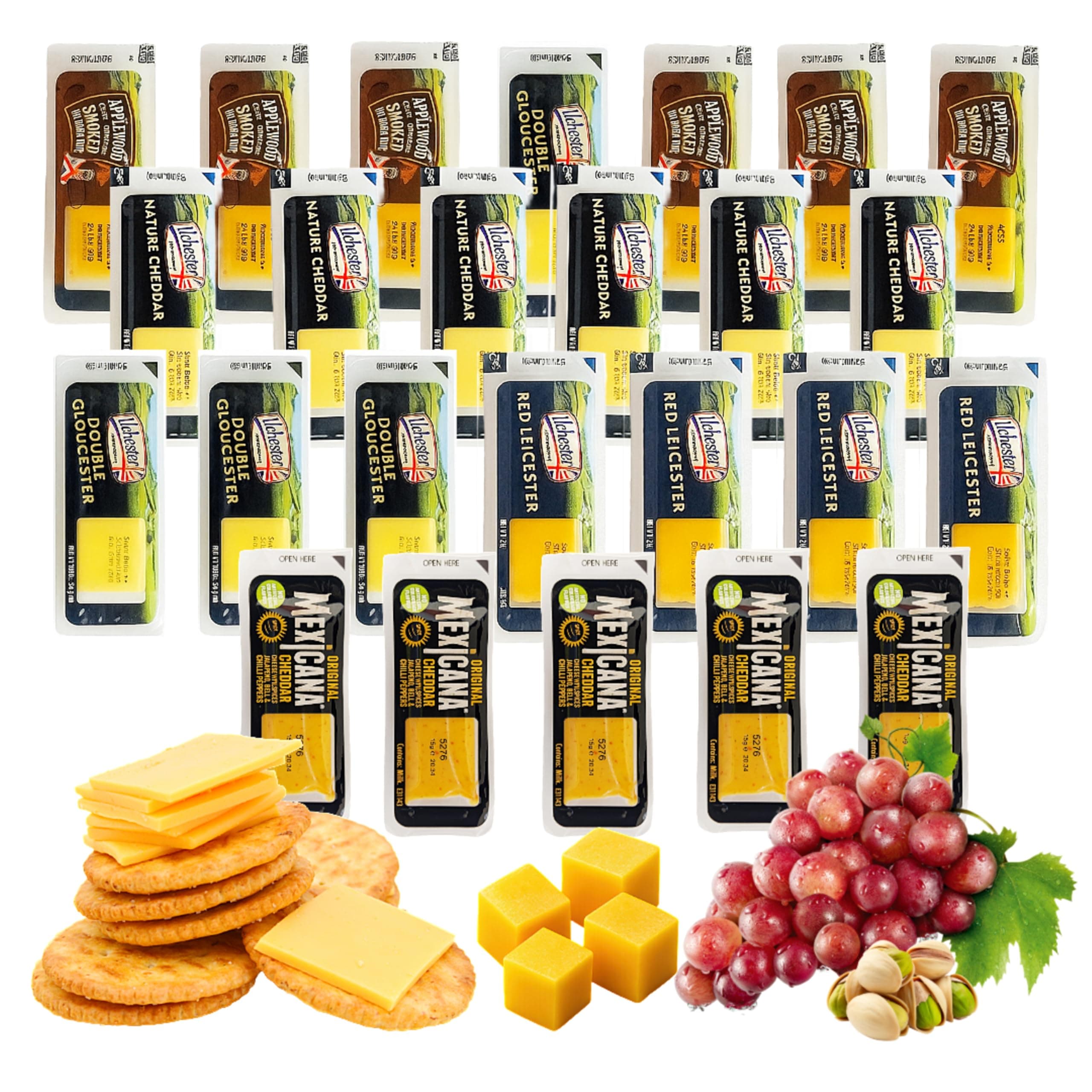 – Assorted Mini Selection for Cheese Board - Pack of 25 Individually Wrapped 5 Different Flavour Cheese Portions Great with Chutney or Jam for Lunch Box, Cheese Gift Set, Hampers for Men or Birthday