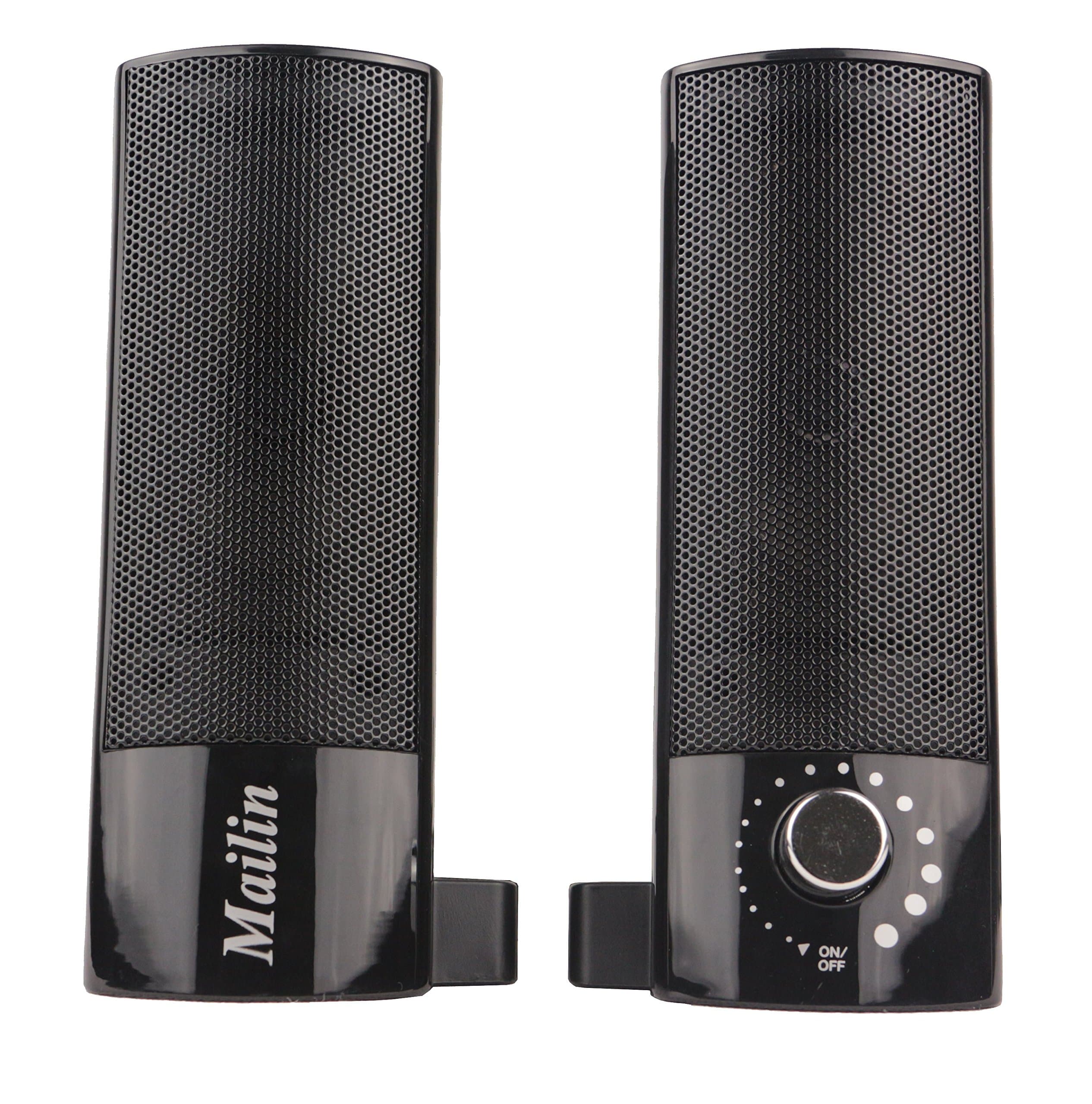 Mailin Detachable Computer Speaker, PC Speaker, Laptop Speaker, USB Power Supply 3.5mm Stereo Input, 5 Watts RMS Total Power with Volume Control (Black)