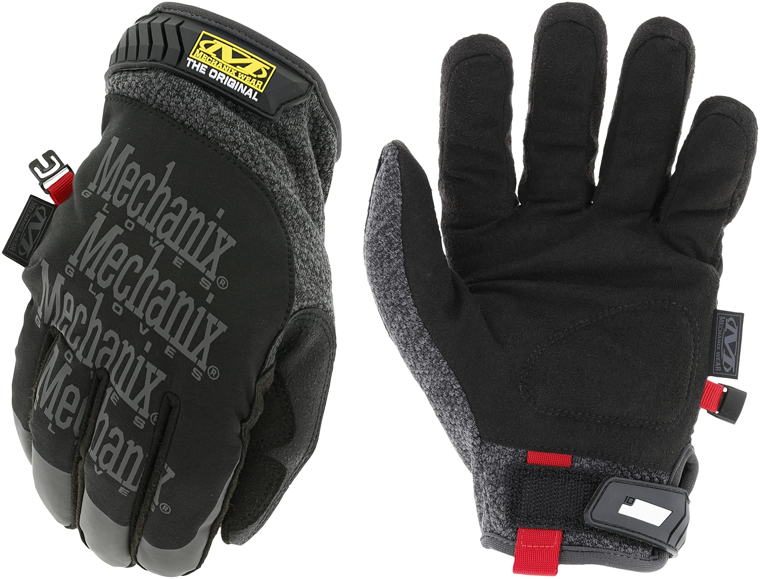 Coldwork Original - Insulated Winter Work Gloves for Safe Hands - Machine-Washable - Secure-Fit - Touchscreen Capable - Wind & Water-Resistance - Large - Black/Grey