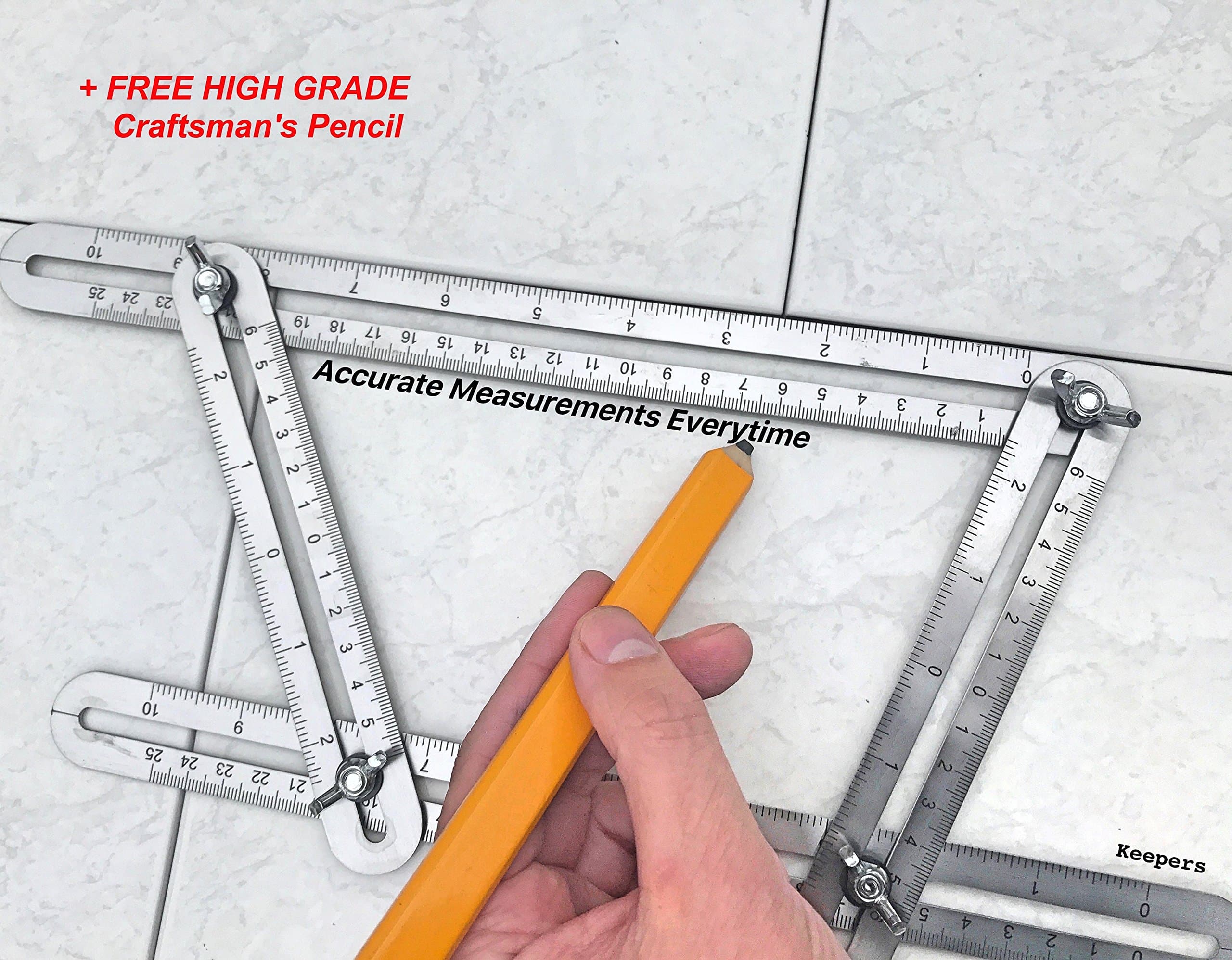 Keepers Angleizer Template Tool, Multi Angle Measure Ruler, 4 Sided Premium Straight Edge Stainless Steel, Creates Angles & Forms In Centimetres & Inches, Stencil For Builders, Tilers, Floor Layers, Craftsmen, Engineers & DIY Handyman Toolbox