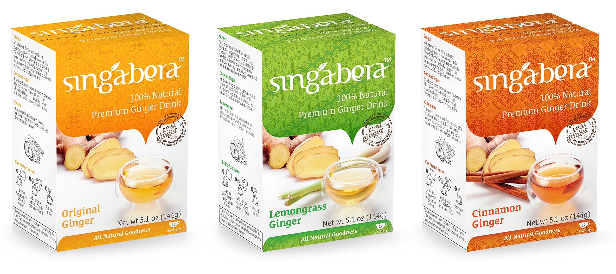 Singabera Ginger Drink 5.1 oz - Variety Pack (Pack of 3)